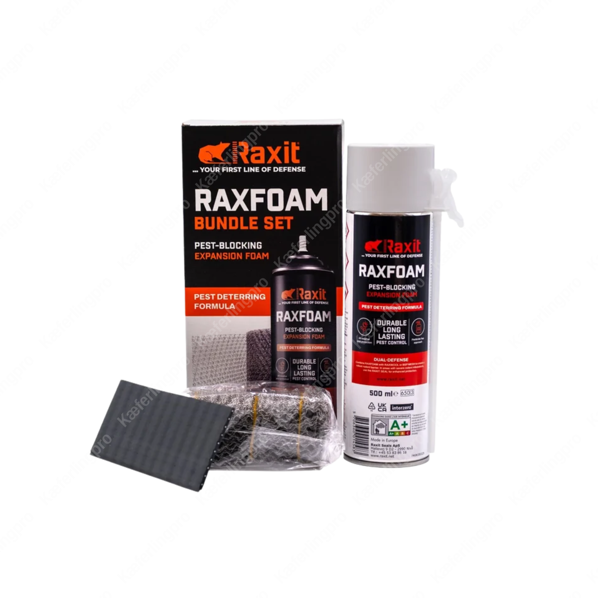 RAXFOAM Bundle Set 500 ml – PU-Schaum mit Edelstahlgewebe & Raxit Seal gegen Nagerzugänge