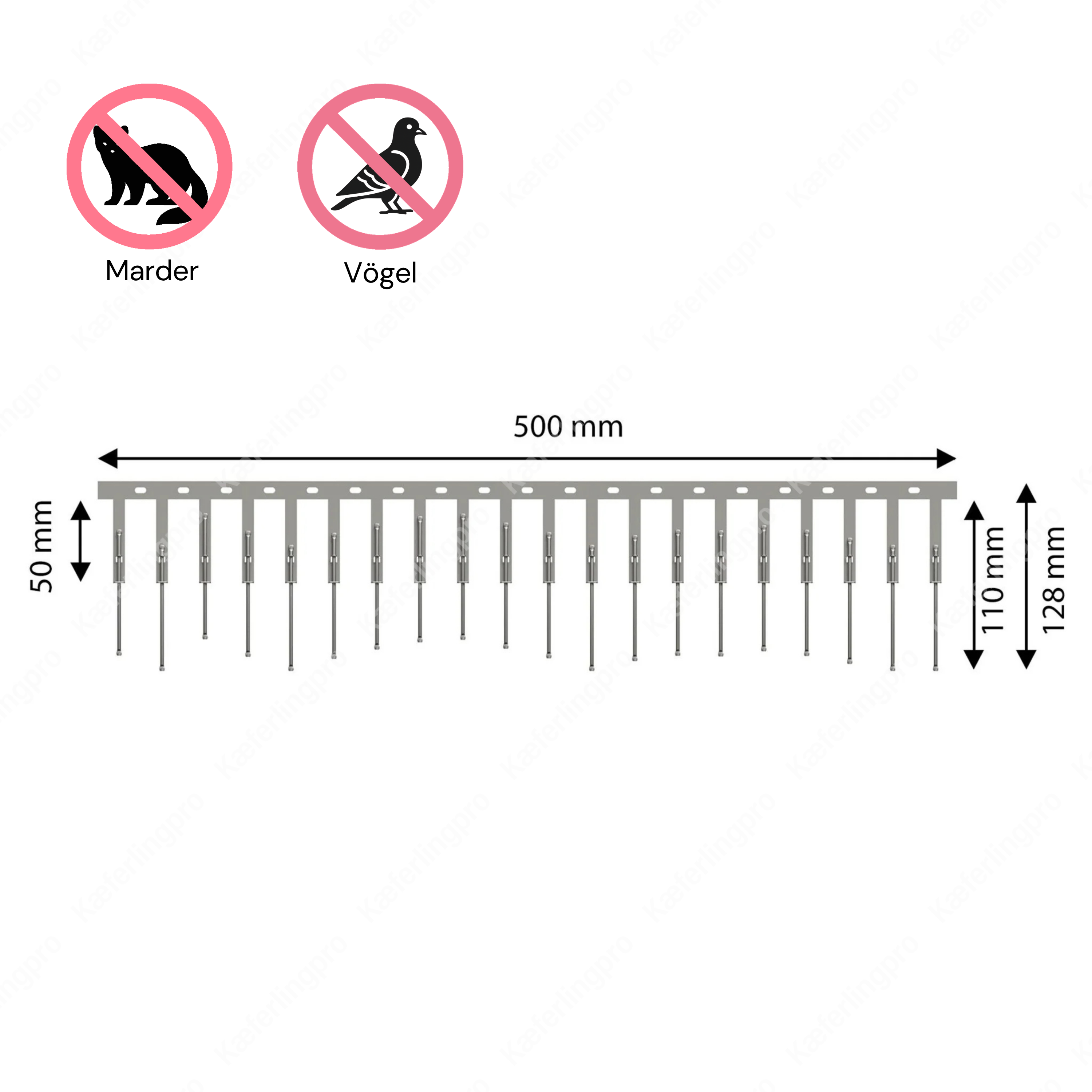SolarSpine PV-Spikes en plata de acero inoxidable – autoajustable – elemento de 0,5 m