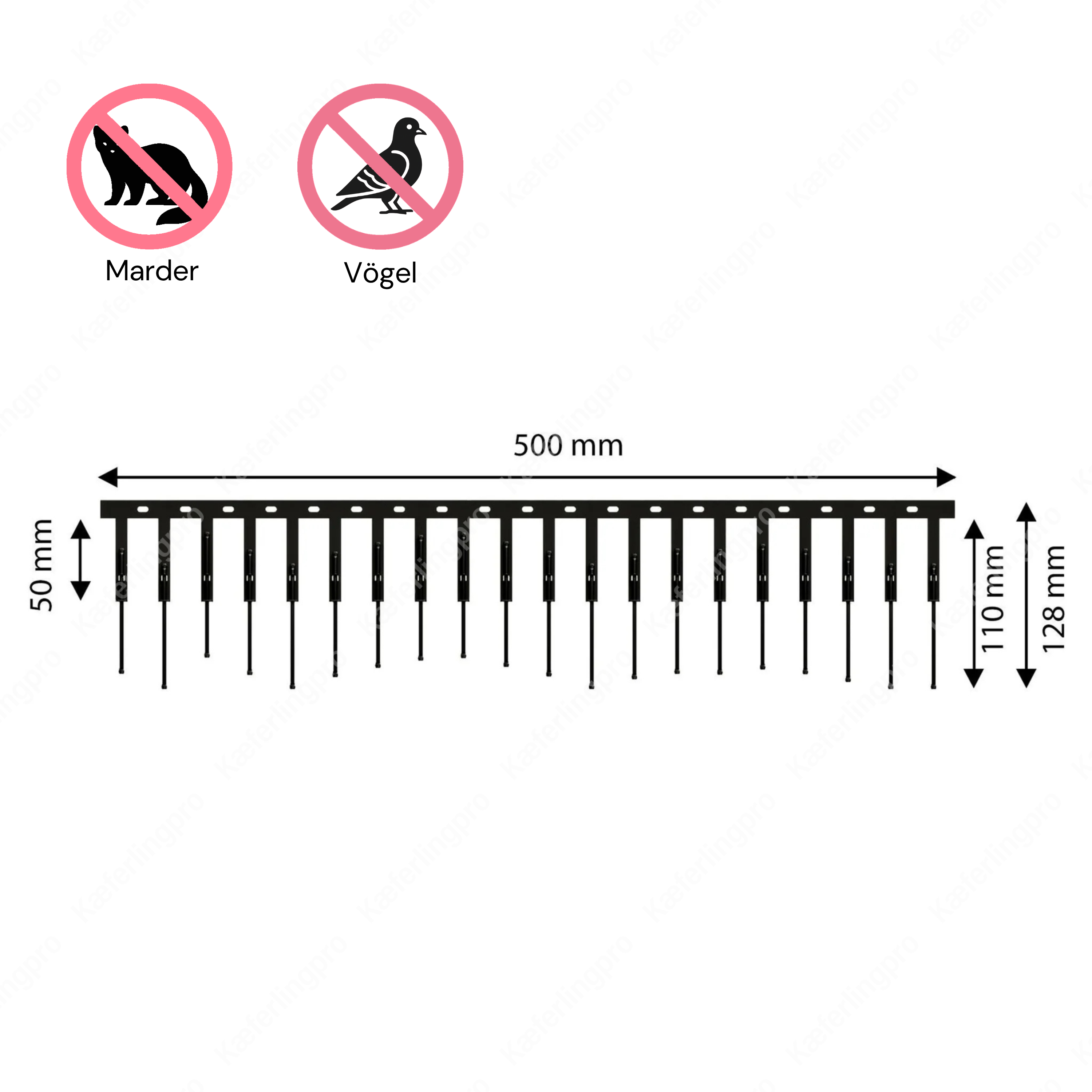 SolarSpine PV-Spikes en negro de acero inoxidable – autoajustable – elemento de 0,5 m