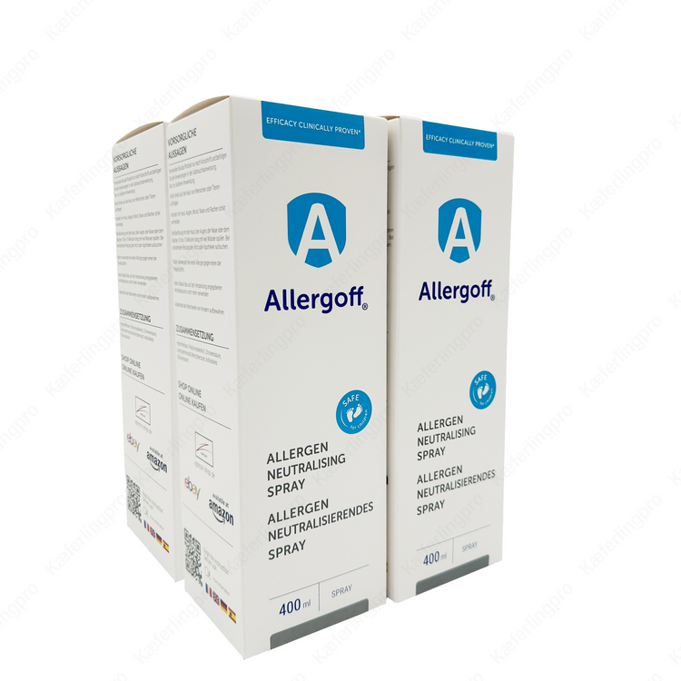Allergoff Allergen Neutralisierendes Spray 400 ml – klinisch geprüftes Spray zur Reduzierung von Allergenen in Textilien, Möbeln und Wohnräumen. Hilft bei Allergien gegen Hausstaubmilben und lindert Symptome wie Asthma oder Atemwegsbeschwerden.