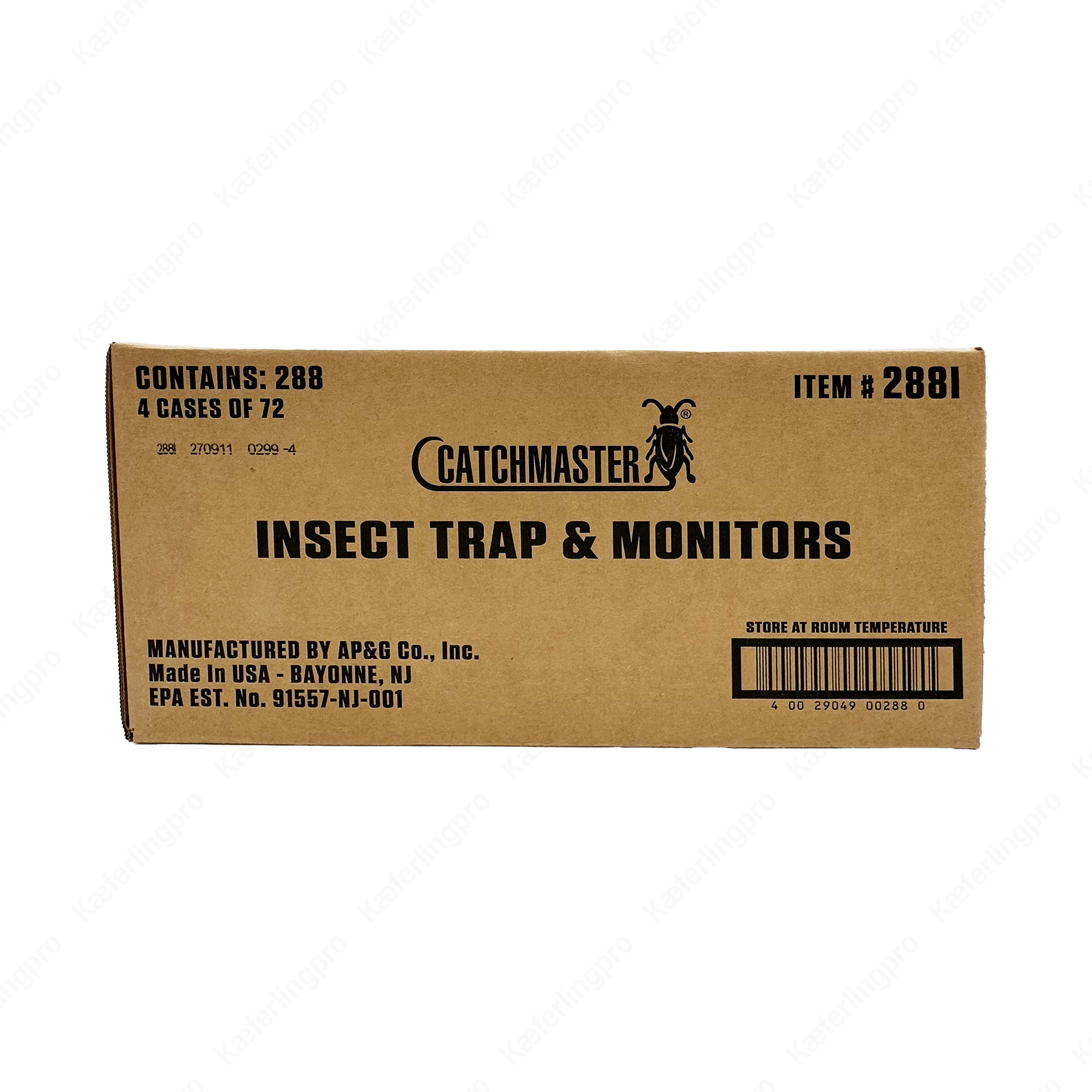 Catchmaster 288i Karton – Großpackung mit 288 Monitorfallen zur professionellen Befallskontrolle von Schaben, Silberfischchen und anderen kriechenden Insekten. Ideal für den Einsatz in Gastronomie, Hotels, Küchen, Lagern und Lebensmittelbetrieben.