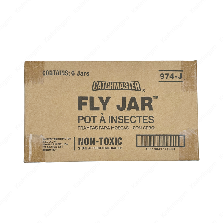 Das Catchmaster Fly Jar ist eine hochwirksame und ungiftige Fliegenfalle mit integriertem Lockstoff. Im praktischen Karton mit 6 Stück eignet sich die Falle perfekt für den Einsatz in Gärten, Ställen, Müllbereichen oder Gastronomie. Durch die einfache Handhabung werden Fliegen zuverlässig angelockt und sicher gefangen. Eine saubere, effektive und umweltfreundliche Lösung zur Reduzierung von Fliegenproblemen – ideal für den privaten und professionellen Gebrauch.