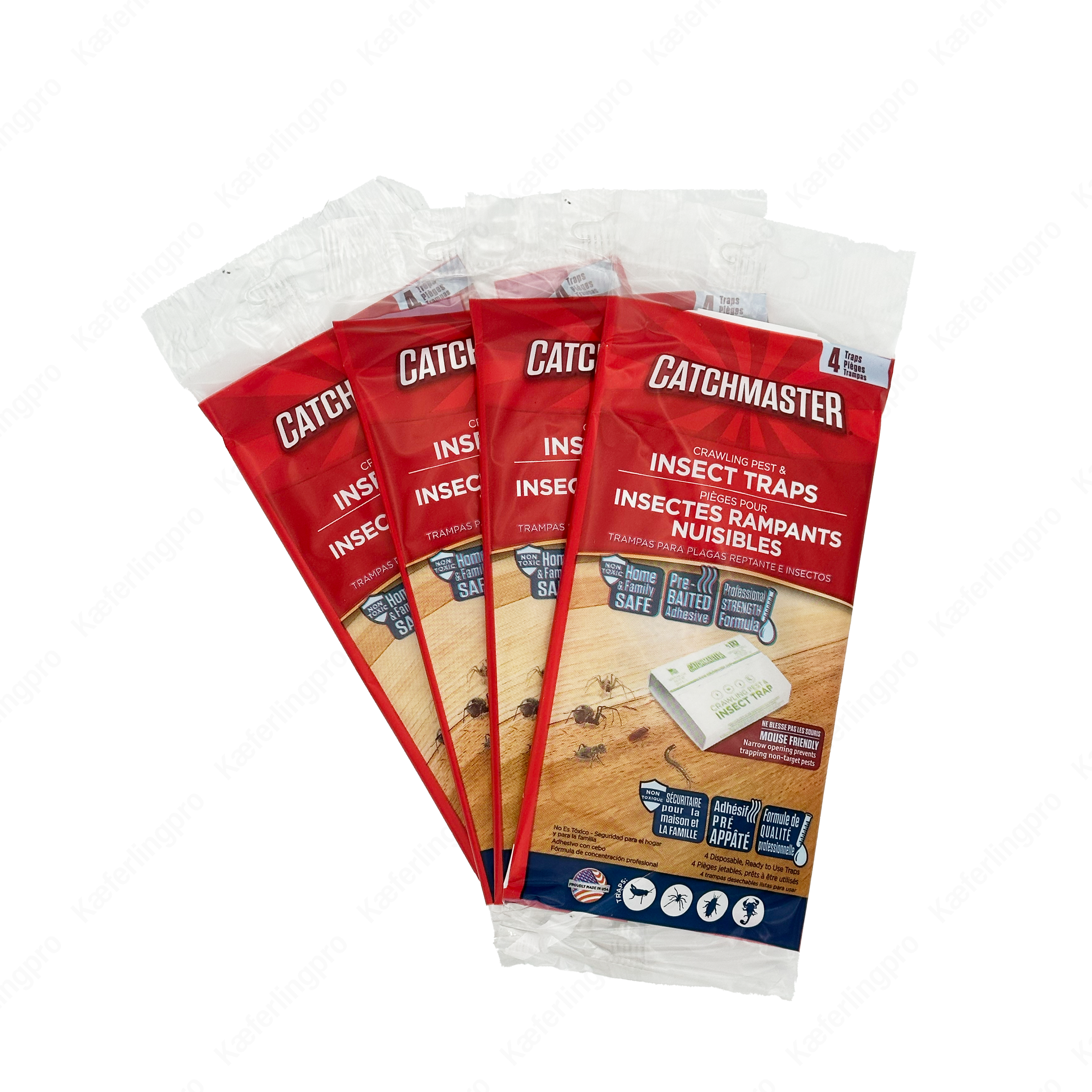 Catchmaster Crawling Pest & Insect Traps – 4er-Packungen mit ungiftigen Klebefallen zur Überwachung und Bekämpfung von Schaben, Ameisen und anderen kriechenden Insekten. Sicher für Haushalt, Gastronomie, Hotels und Lebensmittelbetriebe.