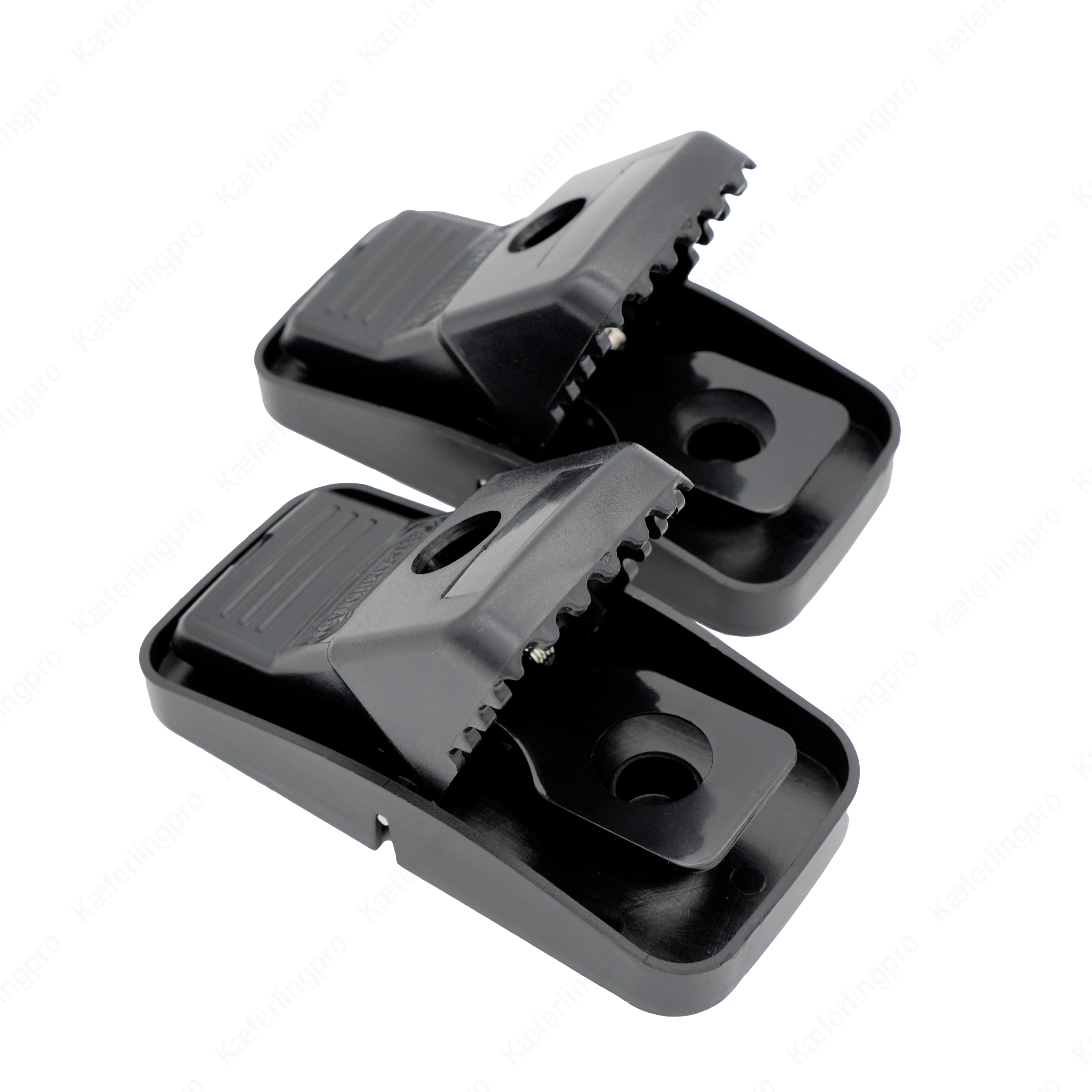 Catchmaster Mausefallen – 2 Stück stabile Schlagfallen aus Kunststoff in geöffneter Position. Wiederverwendbar, effizient und ideal für den professionellen Einsatz gegen Mäuse.