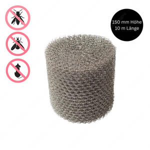 Edelstahlgewebe 150 mm Breite und 10 Meter Länge – hochwertiges, rostfreies Drahtgewebe zur professionellen Schädlingsabwehr. Ideal zum Abdichten von Ritzen, Spalten und Hohlräumen gegen Mäuse, Ratten, Insekten und Vögel. Langlebig, robust und vielseitig einsetzbar in Gebäuden, Lagern, Küchen und Lebensmittelbetrieben.