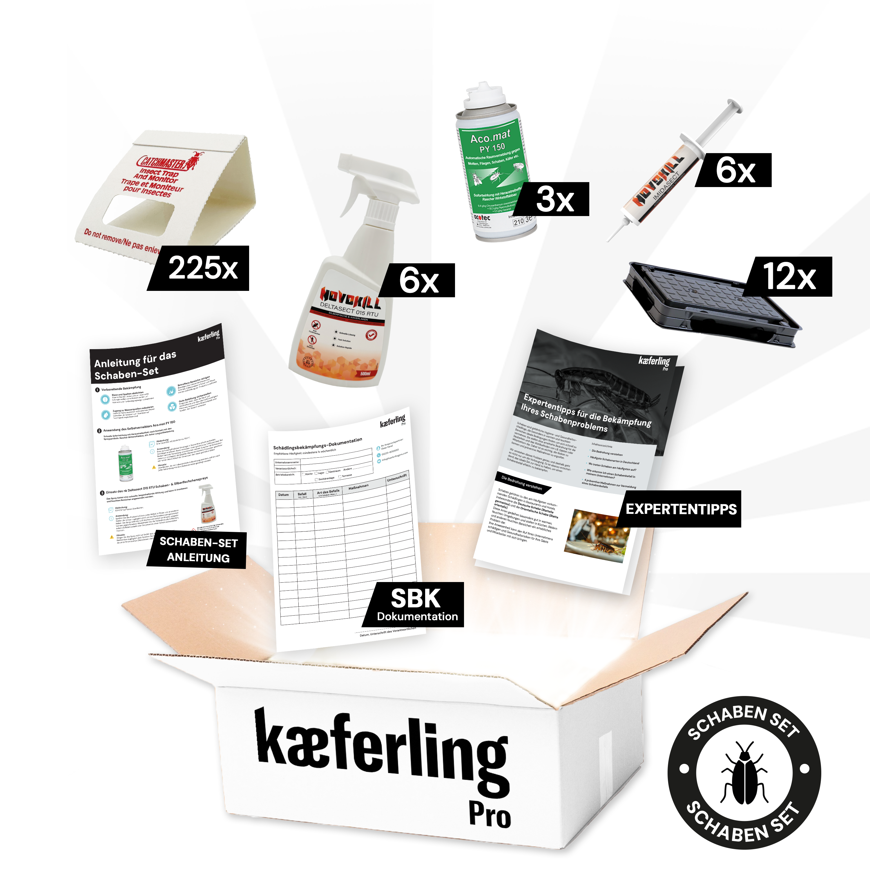 Kaeferling Pro Schaben-Set Large – Komplettpaket mit Vernebler, Spray, Gel und Fallen zur effektiven Schabenbekämpfung in gewerblichen Bereichen