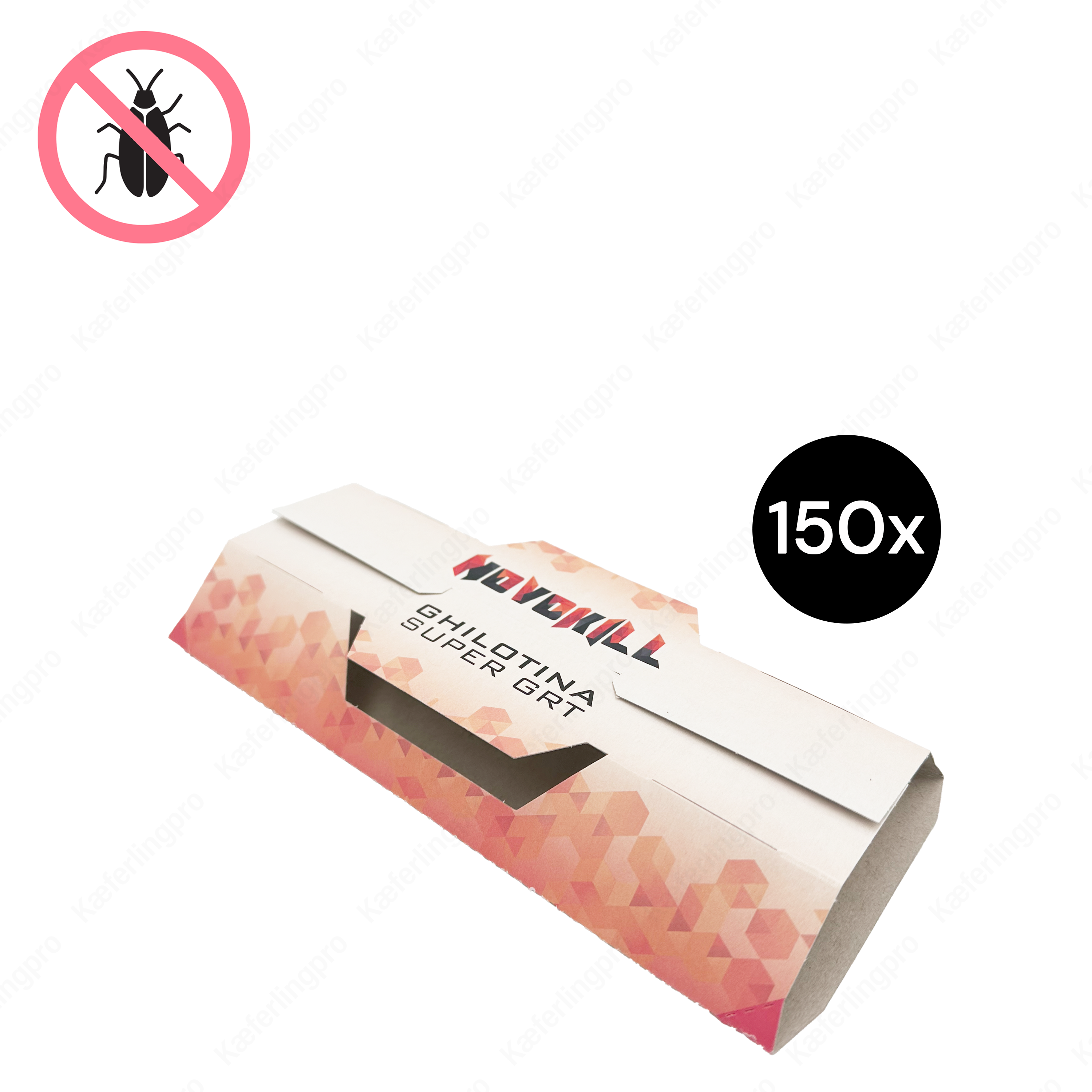 Novokill Ghilotina Super GRT 150x – Monitorfallen zur Befallskontrolle von Schaben und kriechenden Insekten. Ungiftige Klebefallen aus Karton, ideal für Küche, Gastronomie, Hotels, Lager und Lebensmittelbetriebe.