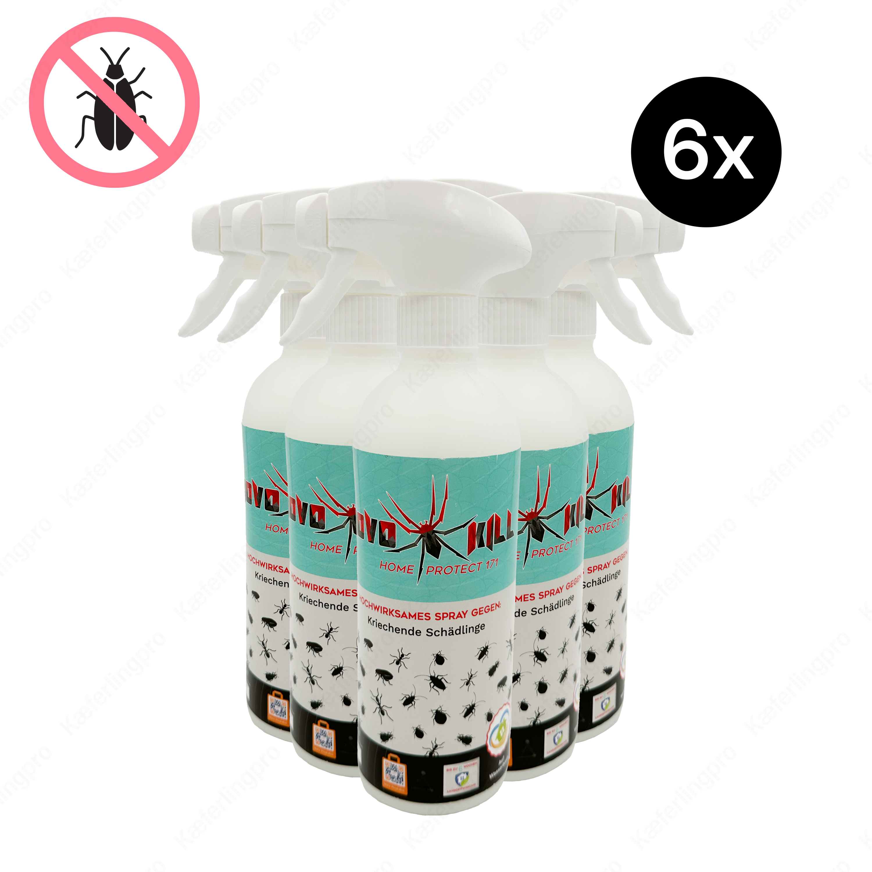 Novokill Home Protect Spray 6x – hochwirksames Insektenspray gegen kriechende Schädlinge wie Ameisen, Schaben, Silberfischchen und Spinnen. Gebrauchsfertiges Spray für den Einsatz in Haus, Wohnung, Gastronomie und Gewerbe, mit schneller und nachhaltiger Wirkung.