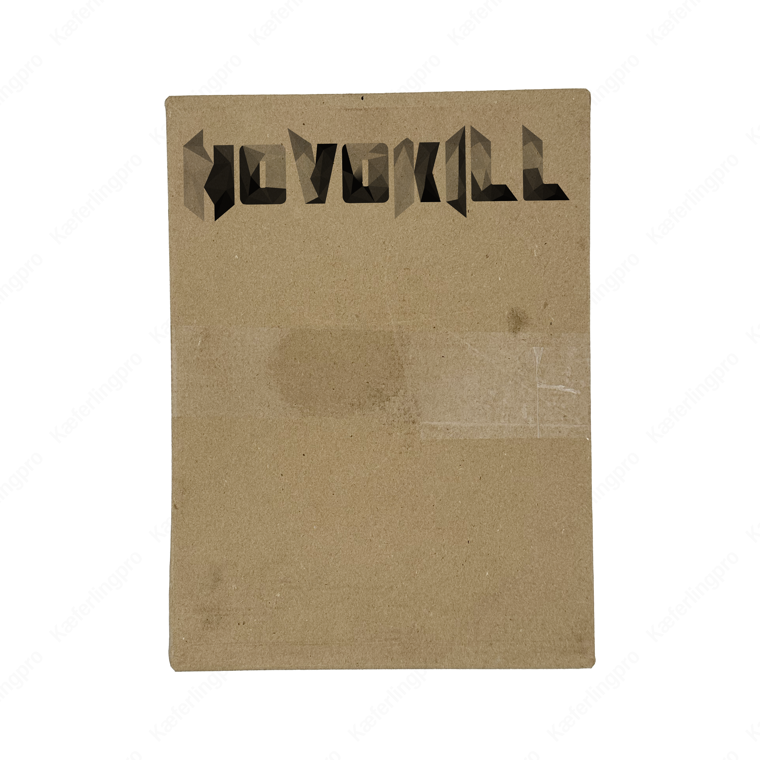 Der flach liegende Novokill Karton in Draufsicht zeigt das markante Novokill Logo und dient als robuste Verpackungslösung für Schädlingsbekämpfungsprodukte. Gefertigt aus stabilem Material schützt er den Inhalt zuverlässig bei Lagerung und Transport. Die neutrale Gestaltung sorgt für unauffällige Lieferungen. Praktisch, sicher und professionell – perfekt geeignet für den Versand von Novokill-Produkten.