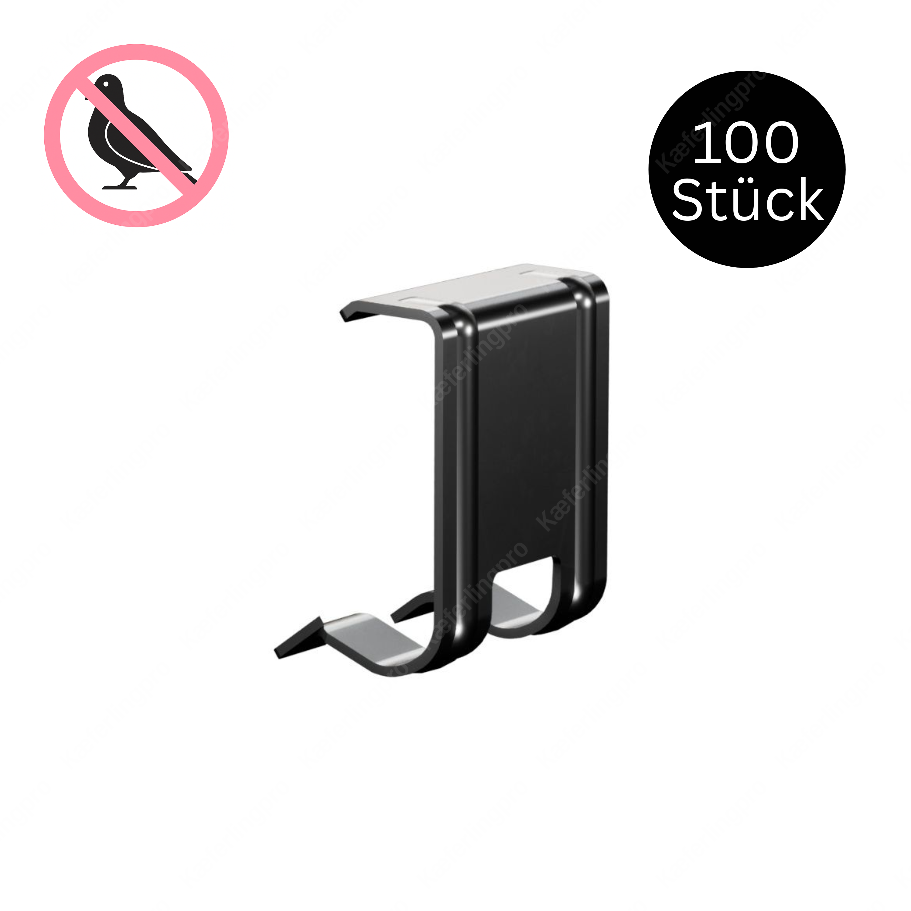 PV-Clips in Schwarz – stabile Befestigungsclips zur sicheren Montage von PV-Spikes und Vogelabwehrsystemen an Solarmodulen. Witterungsbeständig, langlebig und unauffällig für den professionellen Einsatz auf Photovoltaikanlagen.