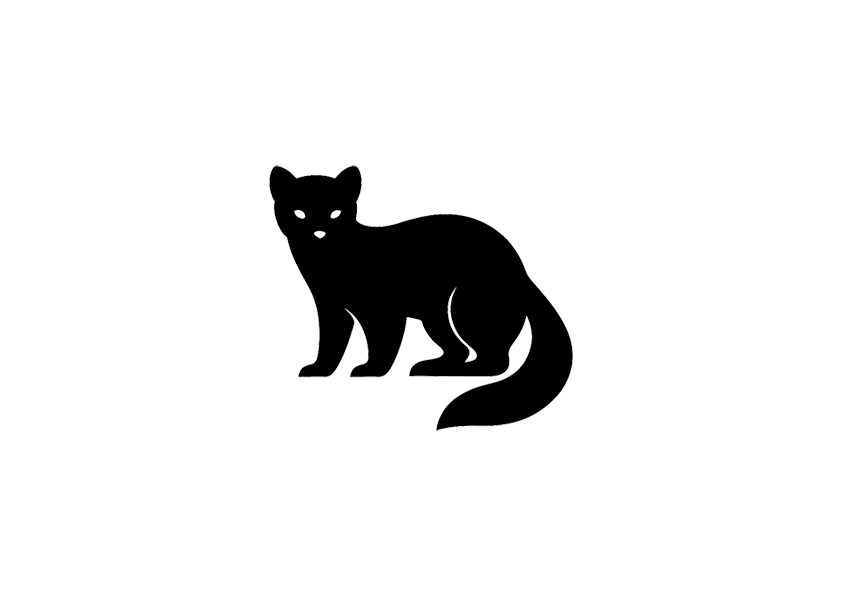 Das Bild zeigt ein stilisiertes schwarzes Symbol eines Marders mit buschigem Schwanz und spitzen Ohren. Die Darstellung eignet sich als Icon für Themen wie Marderschutz im Auto, Haus oder Garten. Durch den transparenten Hintergrund lässt sich das Symbol flexibel in Produktbilder, Infografiken oder Marketingmaterialien integrieren, um auf Marderabwehr-Produkte aufmerksam zu machen.