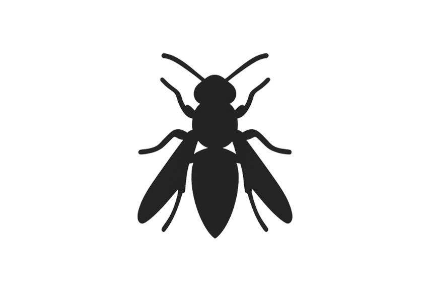 Schwarz-Symbol einer Wespe als Icon für Insektenabwehr. Ideal zur Darstellung von Wespen- und Hornissenschutz in Produktbildern