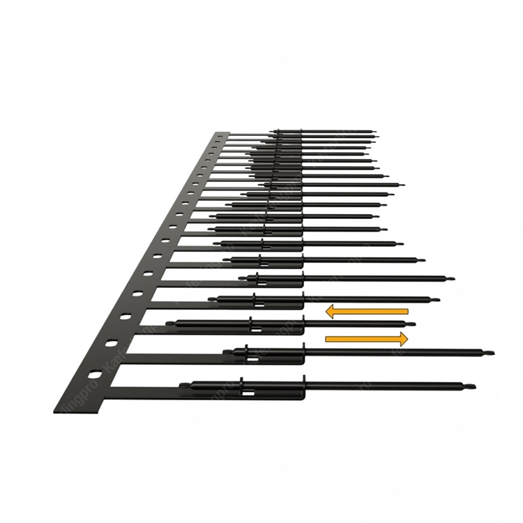 Selbstjustierende SolarSpine PV-Spikes aus schwarzem Edelstahl, 25 m, verhindert Vogelbefall unter Solarmodulen, wahlweise 110 mm oder 170 mm Spitzenlänge